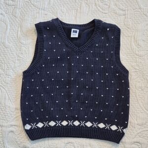 Janie and Jack boys 18 - 24 months blue & white sweater vest EUC